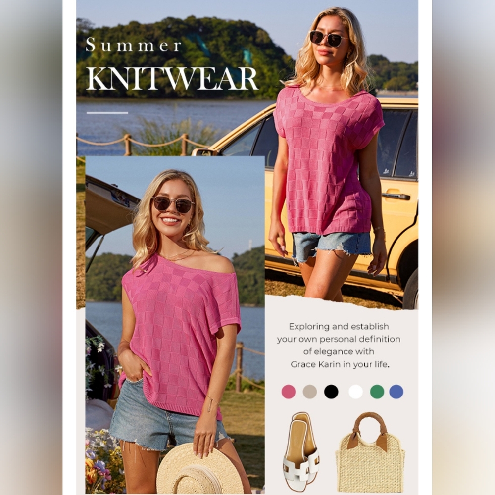 NWT Grace Karin Pink Off-Shoulder Knit Top XXL